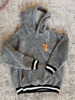 Gray Hooded Sweater with Orange 'T' Patch